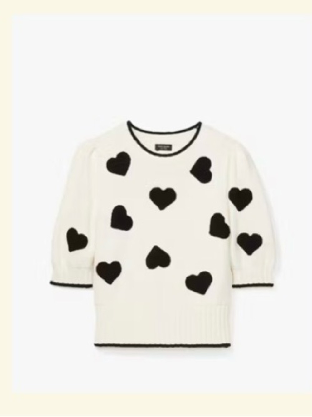 kate spade Ivory Sweater with Black Heart Motif